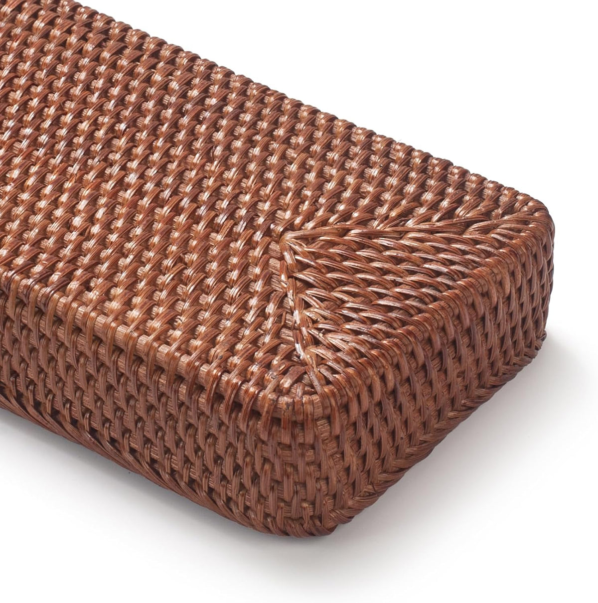 Rattan Bathroom Vanity Trays Toilet Tank Baskets Long Narrow Hand Towel Storage Basket for Storage, Decorative (Honey Brown 16.3 x 6.1 x 2 inch)
