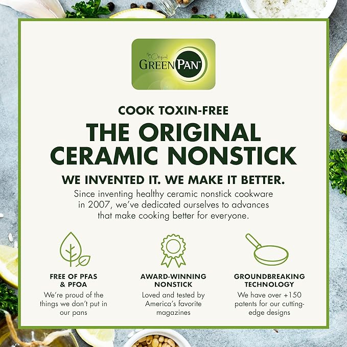 GreenPan Lima Hard Anodized 8" 10" & 12" Frying Pan Skillet Set, Ceramic Nonstick, PFAS-Free Nontoxic Pots & Pans, Oven & Broiler Safe, Stainless Steel Handles, Cookware for Eggs & Omelet, Gray