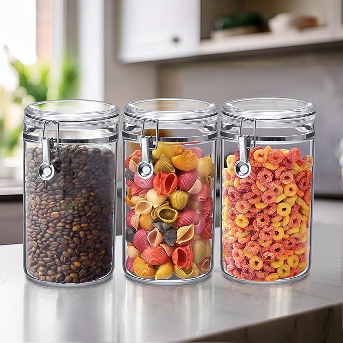 Amazing Abby - Cathy - 70-Ounce Plastic Canister (Set of 3), Plastic Airtight Food Container, Stackable for Pantry Storage, BPA-Free and Shatter-Proof, Perfect for Home and Commercial Use