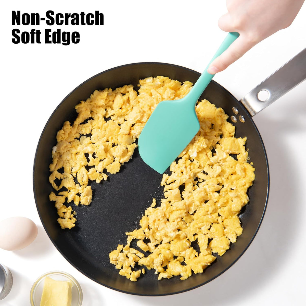 600°F Heat Resistant Silicone Spatula, Doosu High Temp Flexible Kitchen Rubber Bowl Scrapers Food Grade Seamless Baking Supplies Scratch-Proof for Scraping Non-Stick Pans (11.4in, Aqua Sky)