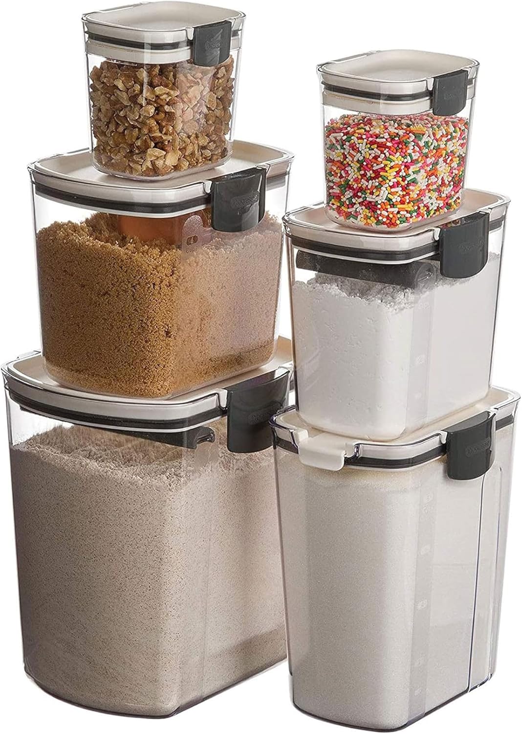 Progressive ProKeeper Baker's Airtight Kitchen Storage Canister Container Set for Flour, Sugar & More, Keeps Ingredients Fresh, with Accessories (Multicolor, 8- Piece)