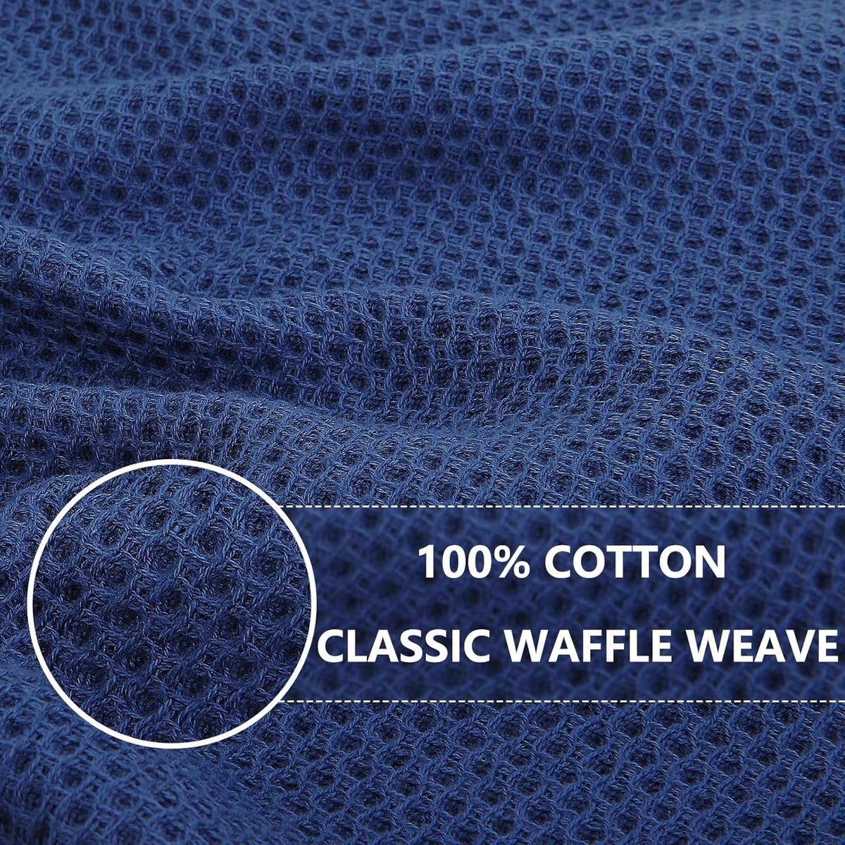 Homaxy 100% Cotton Waffle Weave Kitchen Dish Towels, Ultra Soft Absorbent Quick Drying Cleaning Towel, 13 x 28 Inches, 8-Pack, Navy Blue