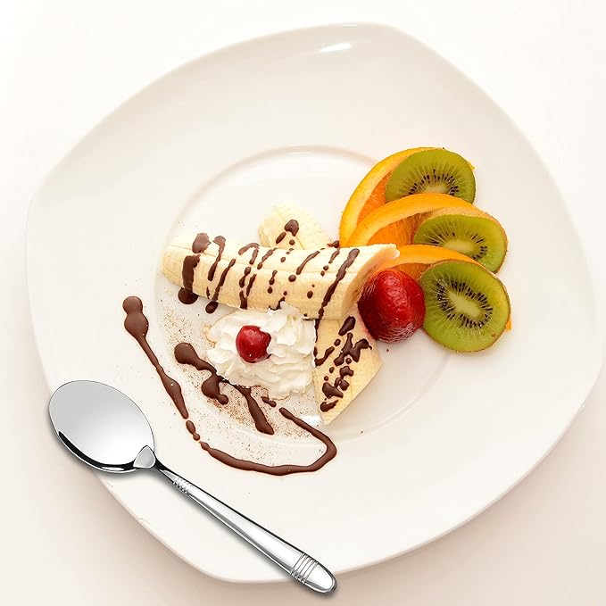 Begale 12-Piece Stainless Steel Dessert Spoons, Small Spoon