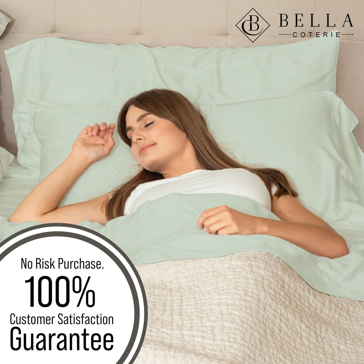 Bella Coterie Luxury Bamboo Viscose Split Top King Size Sheet Set | 100% Organically Grown | Ultra Soft | 34" Split | Cooling for Hot Sleepers | 18" Deep Pocket [Sea Glass]