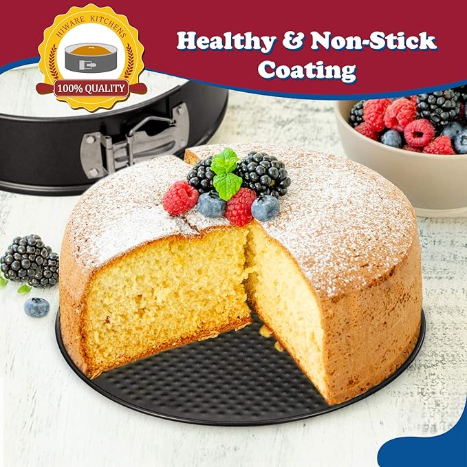 HIWARE 9 Inch Non-stick Cheesecake Pan Springform Pan with Removable Bottom/Leakproof - Black