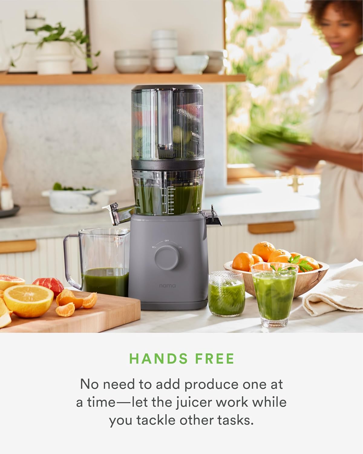 Nama J2 Cold Press Juicer – Self Feeding for Hands-Free Operation with Wide Mouth Hopper for Whole Recipe Loading, Zero Waste Masticating Juicer For More Juice, Less Pulp – Easy Cleanup & Assembly