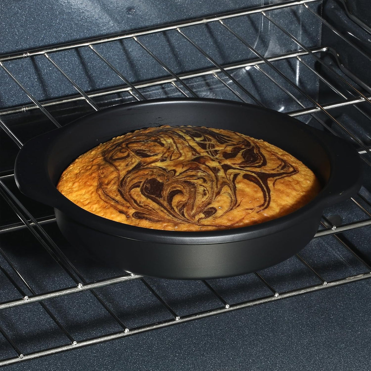 Oster Teston 9" Round Nonstick Carbon Steel Cake/Bake Pan - Matte Black