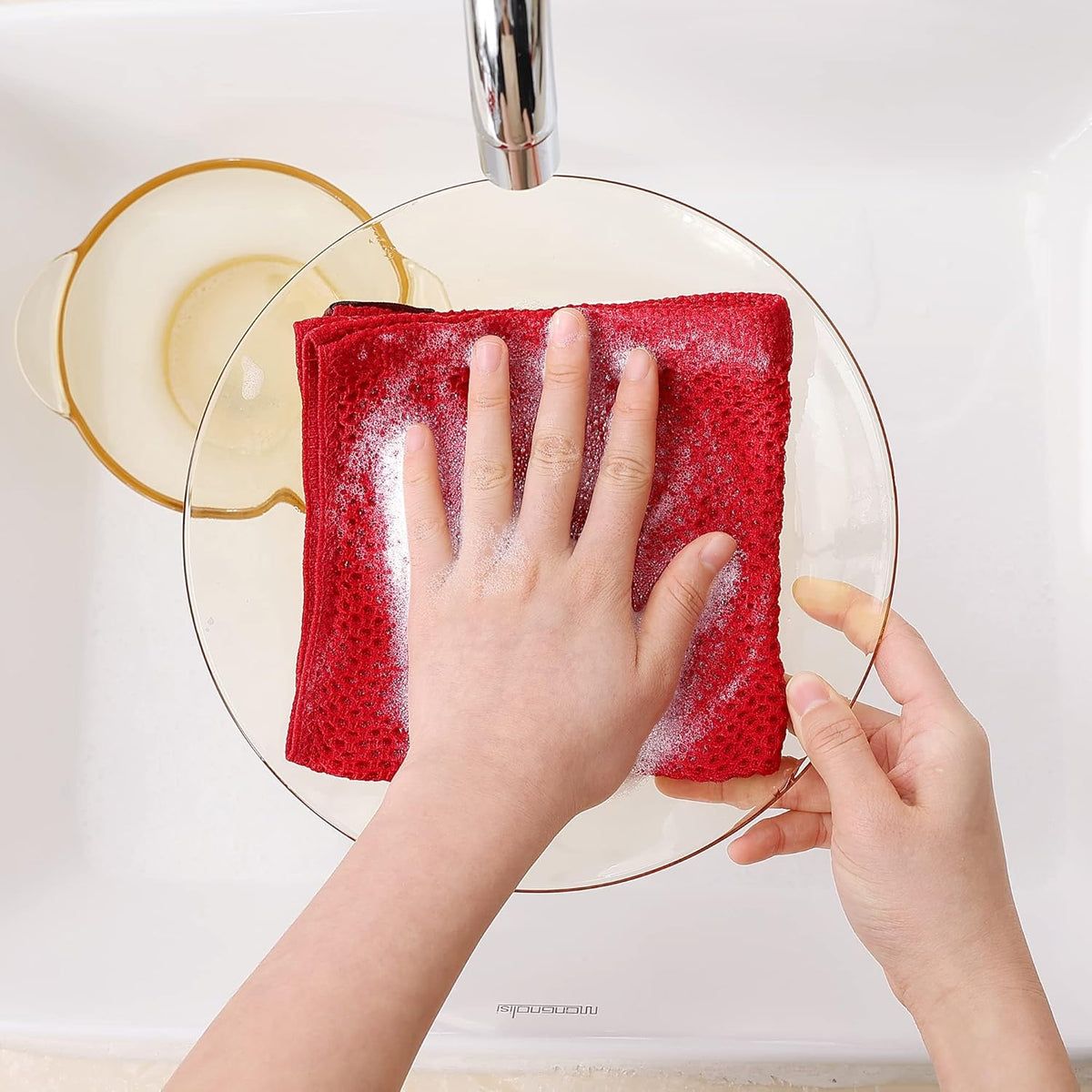 Homaxy 100% Cotton Waffle Weave Kitchen Dish Cloths, Ultra Soft Absorbent Quick Drying Dish Towels, 12 x 12 Inches, 8-Pack, Red
