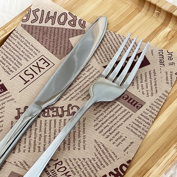 SANTUO 12 Piece Silverware Set with 6 Dinner Knives and 6 Dinner Forks,Flatware Set with Top Food Grade Stainless Steel,Tableware Cutlery Set For Home Restaurant Hotel, Mirror Finish, Dishwasher Safe