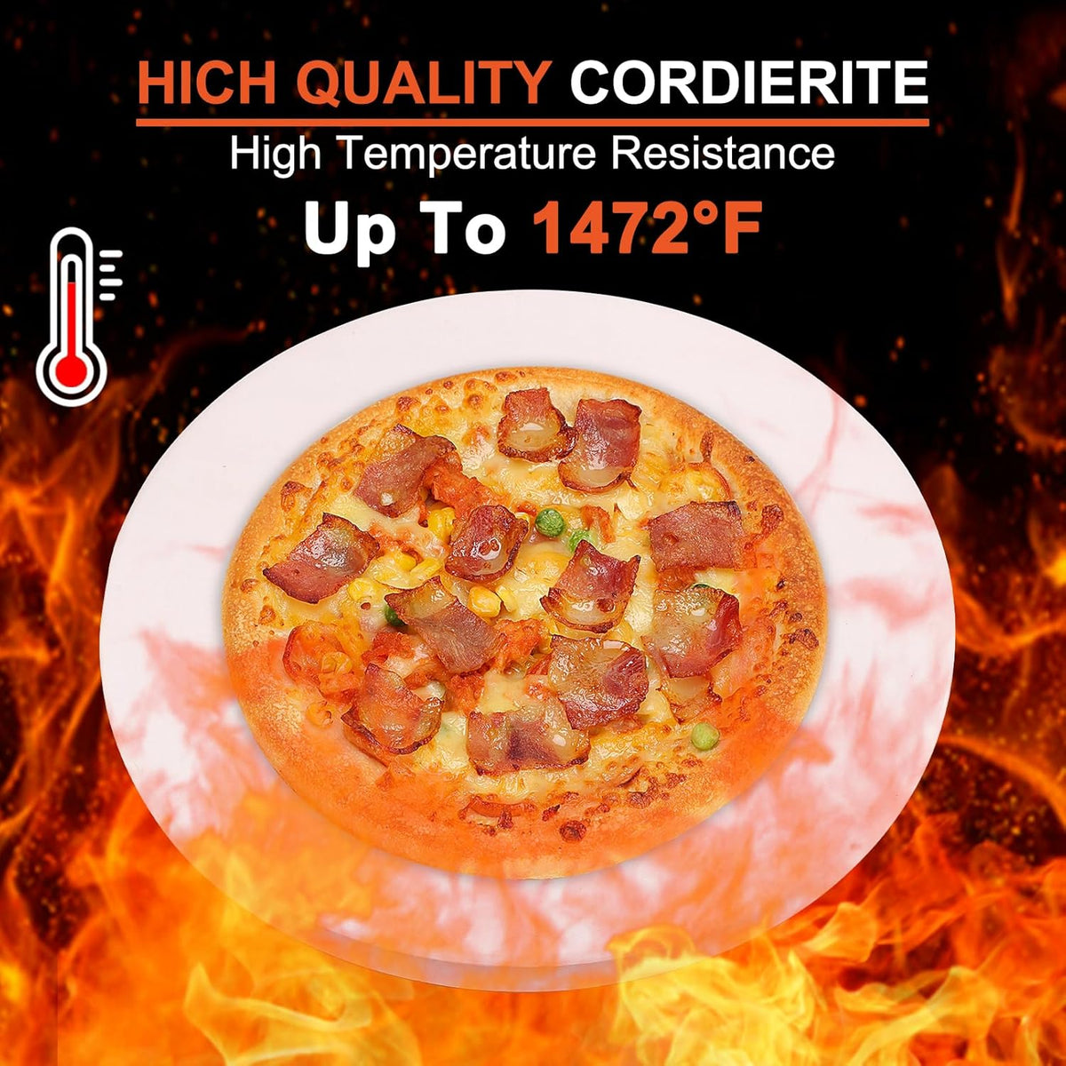 16 inch Round Cordierite Pizza Stone for Oven, Grill & BBQ – Bake Crispy Pizza, Bread & Pies, Ideal for Backyard Pizza Parties, Includes Scra