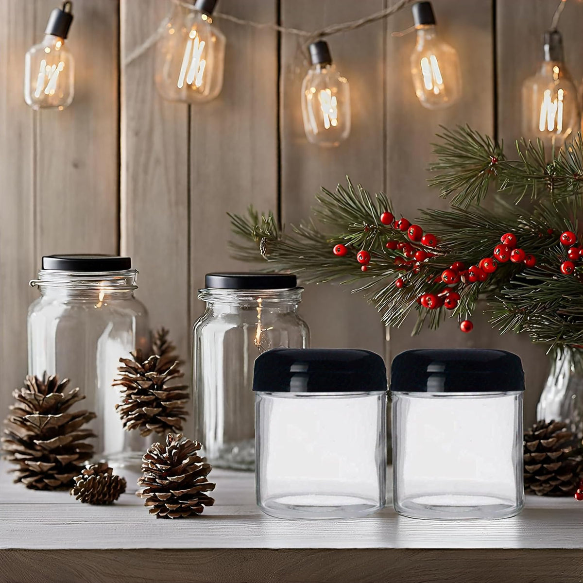 Jarming Collections Mason Jars - 16 oz Glass Extra Wide Mouth Pint Storage Jars with BPA Free Plastic Lids - Made in USA