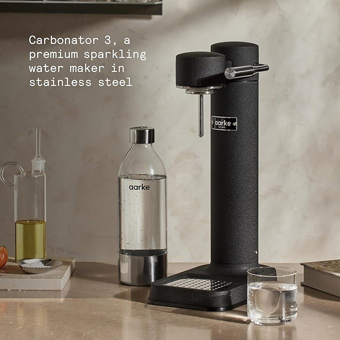aarke - Carbonator III Premium Carbonator-Sparkling & Seltzer Water Maker-Soda Maker with PET Bottle (Matte Black)
