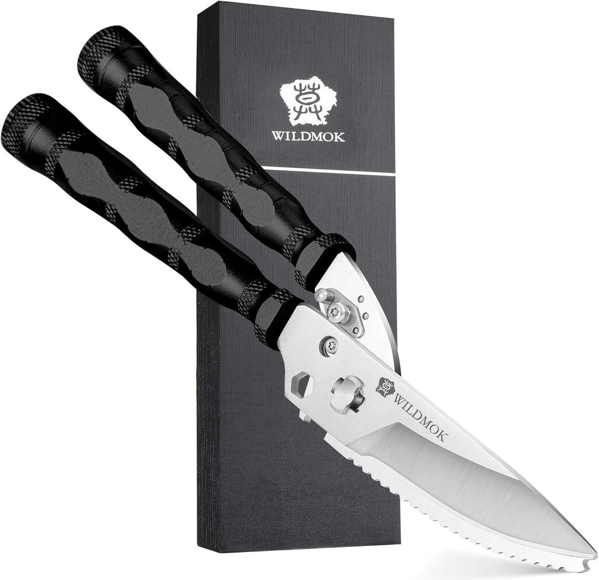 WILDMOK Heavy Duty Poultry Shears - 8.5 Inch Multi-function Stainless Steel Poultry Outdoor Shears, Ultra Sharp Kitchen Scissors for Outdoor Camp, Black