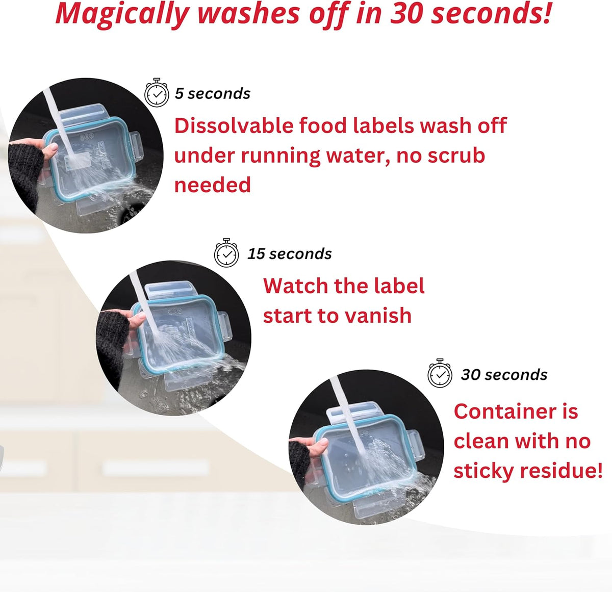 2x1 Dissolvable Food Labels, 500 Label Stickers, Bottle Labels for Storage Bins, Sticker Labels for Food containers, (500, Blank)