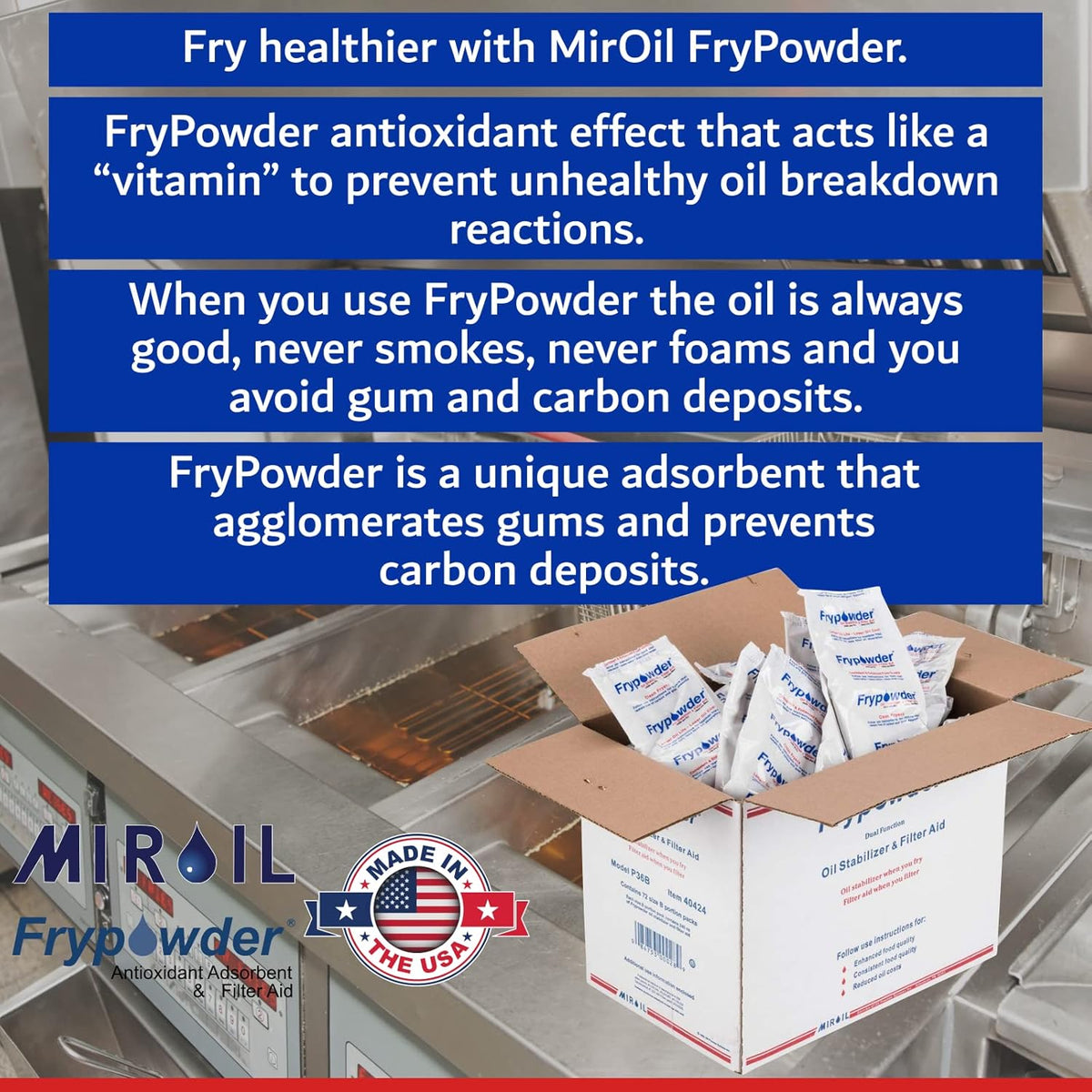 MirOil L106 Fry Powder Oil Stabilizer and Filter Aid, Deep Fryer Cooking Oil Saver, Removes Fryer Grease Contaminants & Carbon Deposits, Helps Save Grease, 2 x 4 Gallons of L104 (8Gallons) Fry Powder
