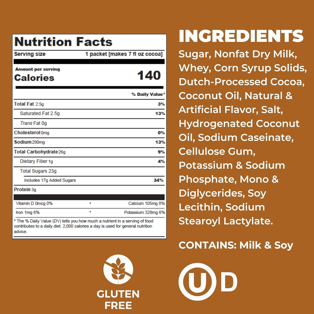 Cocoa Classics Salted Caramel Cocoa Mix, Hot Chocolate, Made with Nonfat Milk, Just Add Hot Water, Make Hot or Iced Cocoa, Gluten Free & Kosher Dairy Friendly, 1.25oz Packets (Pack of 36)