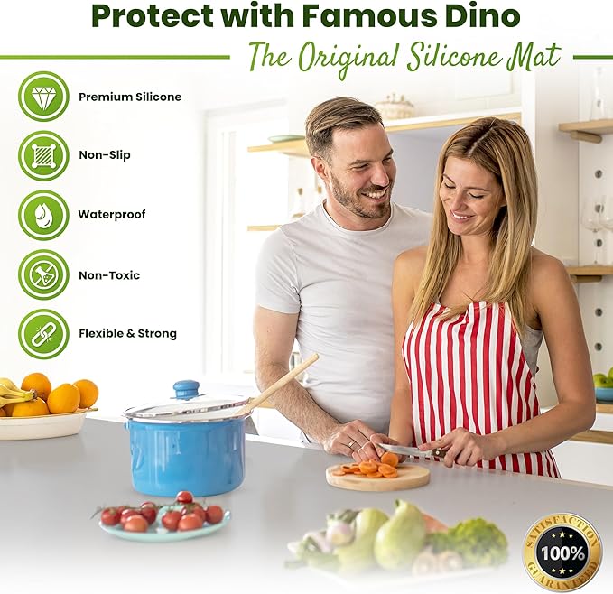 Large Silicone Mat 28" x 20" Thick Heat Resistant, Kitchen Counter Mat Waterproof - Coffee Machine, Glass Top Stove Cover Countertop Protector for Air Fryer, Baking (Semi-Translucent)