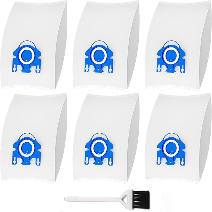 Vacuum Cleaner Bags Fit for Miele Classic C1 Complete C1 C2 C3 S227 S240 S270 S400 S2 S5 S8 Series, Include 6 Packs 3D Efficiency Airclean Bags with 2 Motor Protection Filters and 2 AirClean Filters