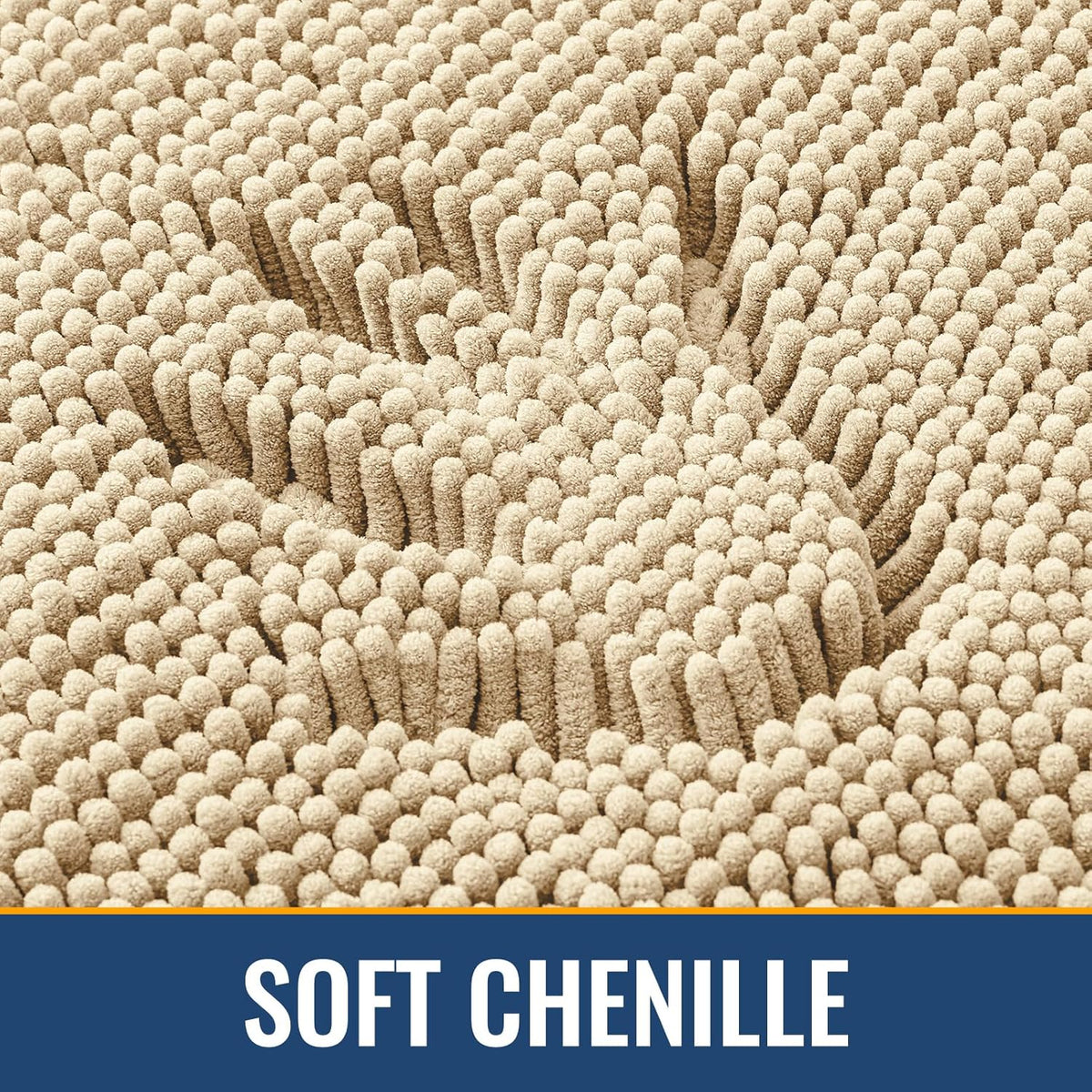 Arotive Bathroom Rugs 47x24, Extra Soft Absorbent Shaggy Chenille Bath Rugs, Machine Washable Rubber Backing Non-Slip Bath Mats for Bathroom Floor Tub and Shower, Home Decor Accessories, Beige
