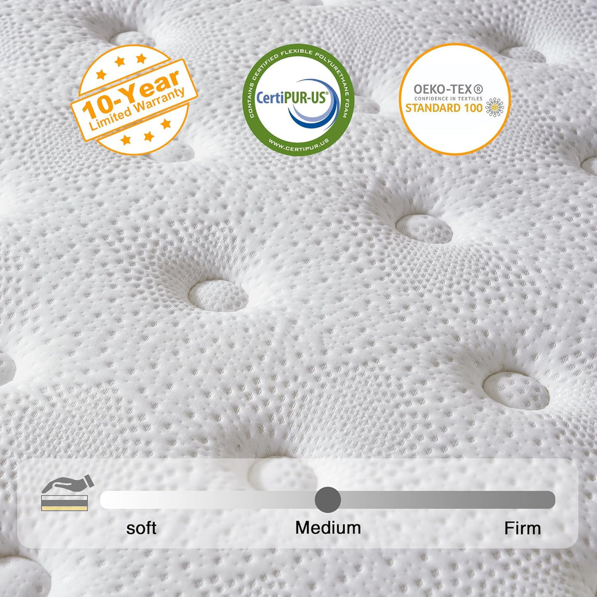 Queen Mattress, 14 Inch Hybrid Mattress in a Box, Memory Foam and Individual Pocket Springs, Fiberglass Free, Soft and Breathable, Medium Firm Feel