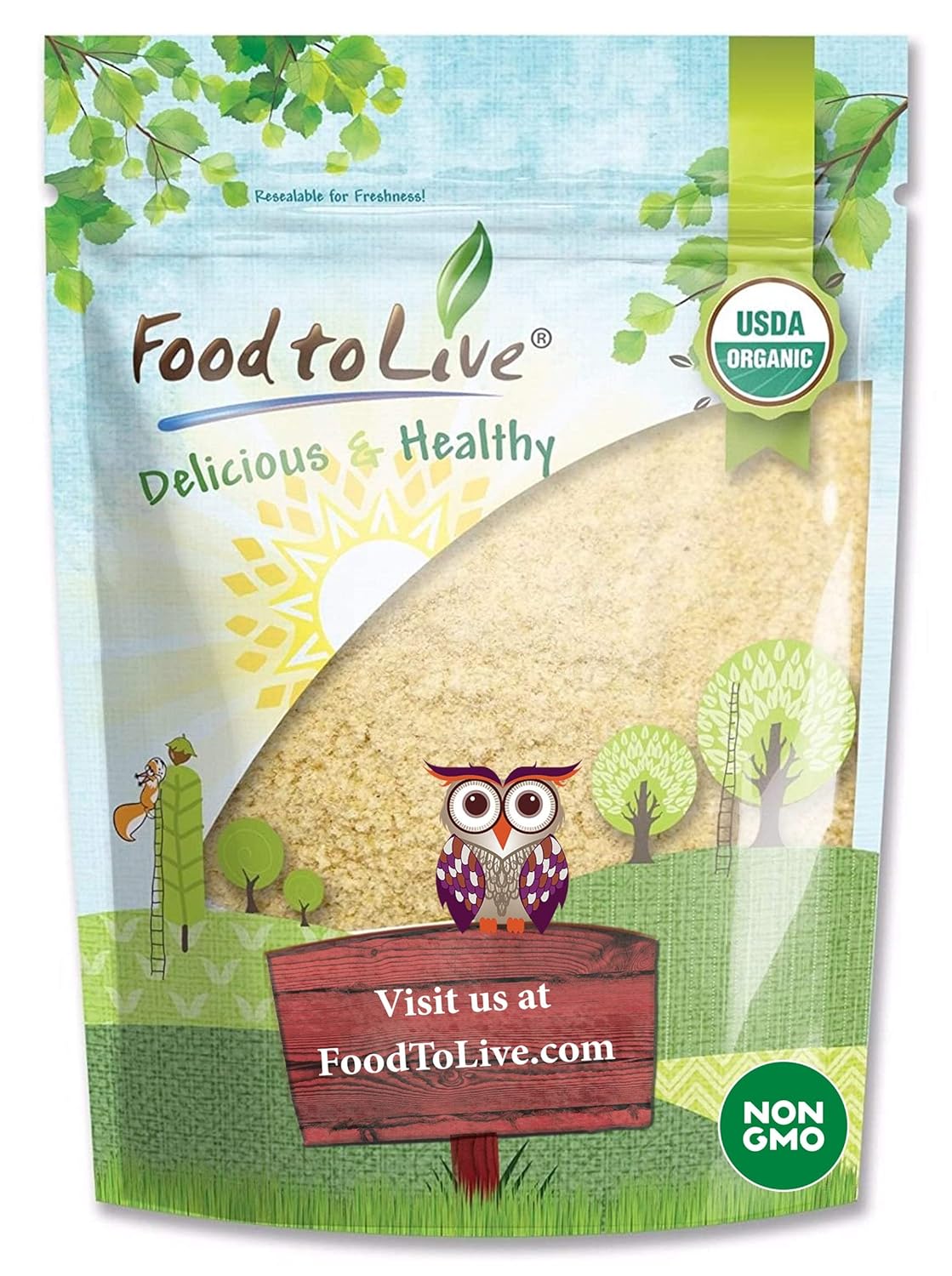Food to Live Organic KAMUT Khorasan Wheat Flour, 2 Pounds – Stone Ground Powder, 100% Whole Grain Meal, Non-GMO, Kosher, Bulk