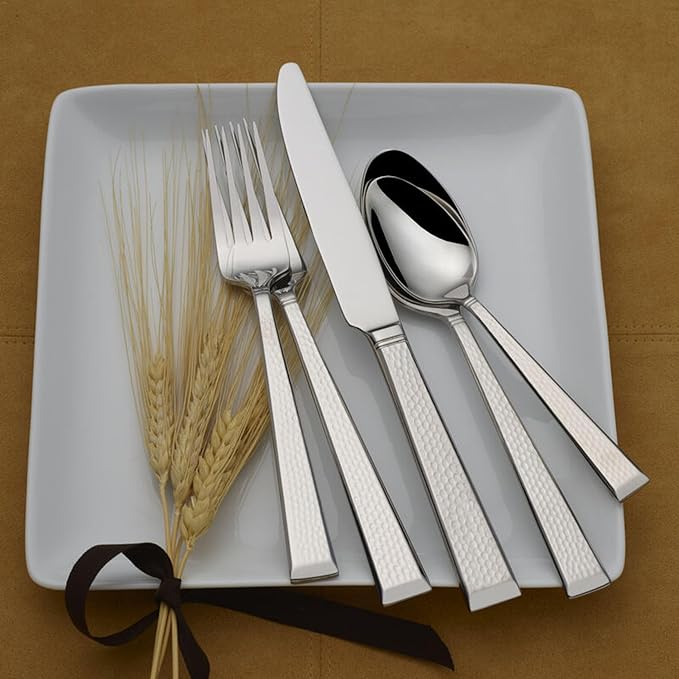 Mikasa Kyler Flatware Set for 12, 65 Piece 18/10 Stainless Steel Silverware with Modern Design and Serving Utensils, Durable, Stylish Dinnerware Service