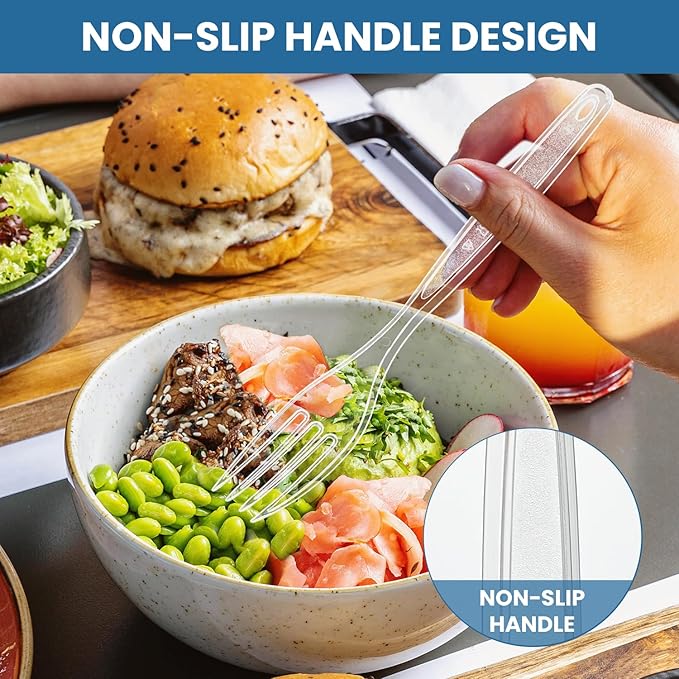 [360 Count] Clear Plastic Utensils 360 Disposable Forks Silverware Bulk Forks Bulk Heat Resistant Heavy Duty Silverware