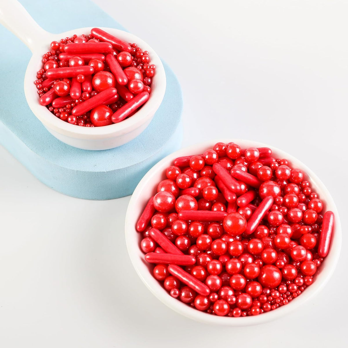Kasvan Red Mix Sugar Sprinkles - Edible Candy Pearls with 4-Claw Sprinkle Pen,118g/4.16 Oz, Gift Box Pack, Baking Cake Decorations, Ice Cream Toppings and Cookie Decorating (Red)