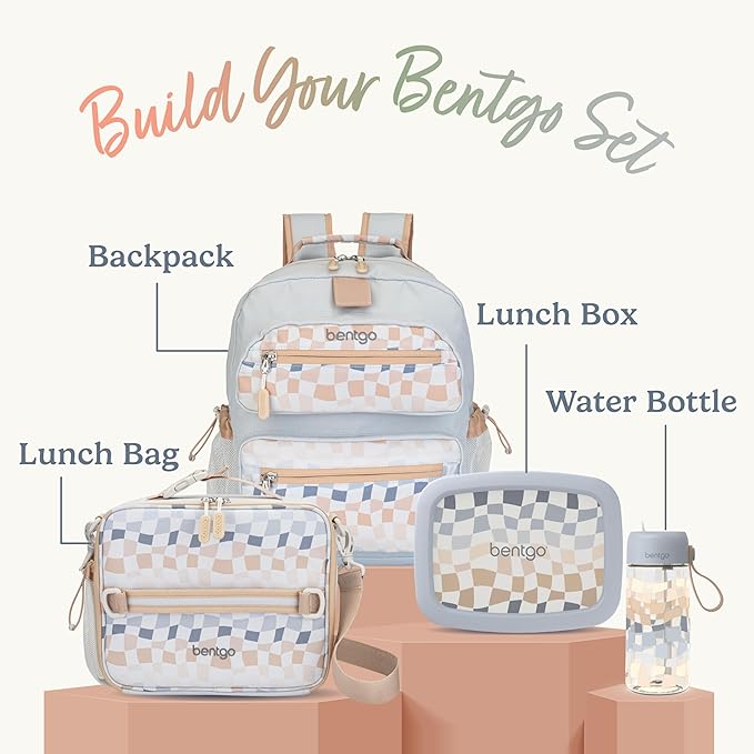 Bentgo Kids 5-Compartment Leak-Proof Bento-Style Lunch Box (Whimsy & Wonder Collection) - Ideal for Ages 3-7, Drop-Proof & Durable, Dishwasher Safe, & PFAS & BPA-Free Materials (Checker Gradient)