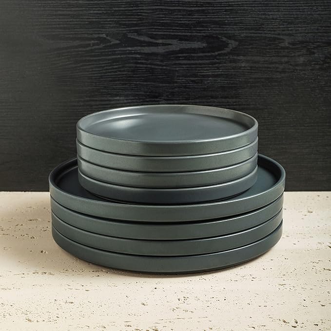 Stone Lain 32 Piece Stoneware Dinnerware Set, Service for 8, Gray Matte