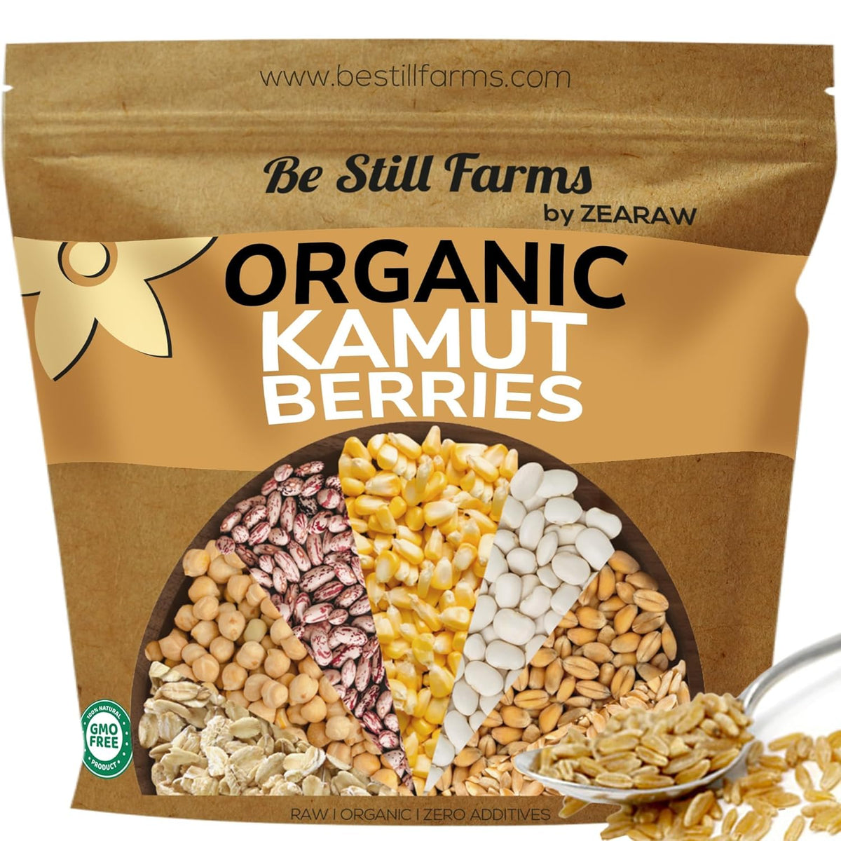 Be Still Farms Organic Kamut Wheat Berries Khorasan (2.8lb) - Ancient Whole Grain Bulk - Ideal for Flour, Pasta, Salads, Soups - High in Fiber & Protein | USA Grown | USDA Certified | Vegan | Non-GMO