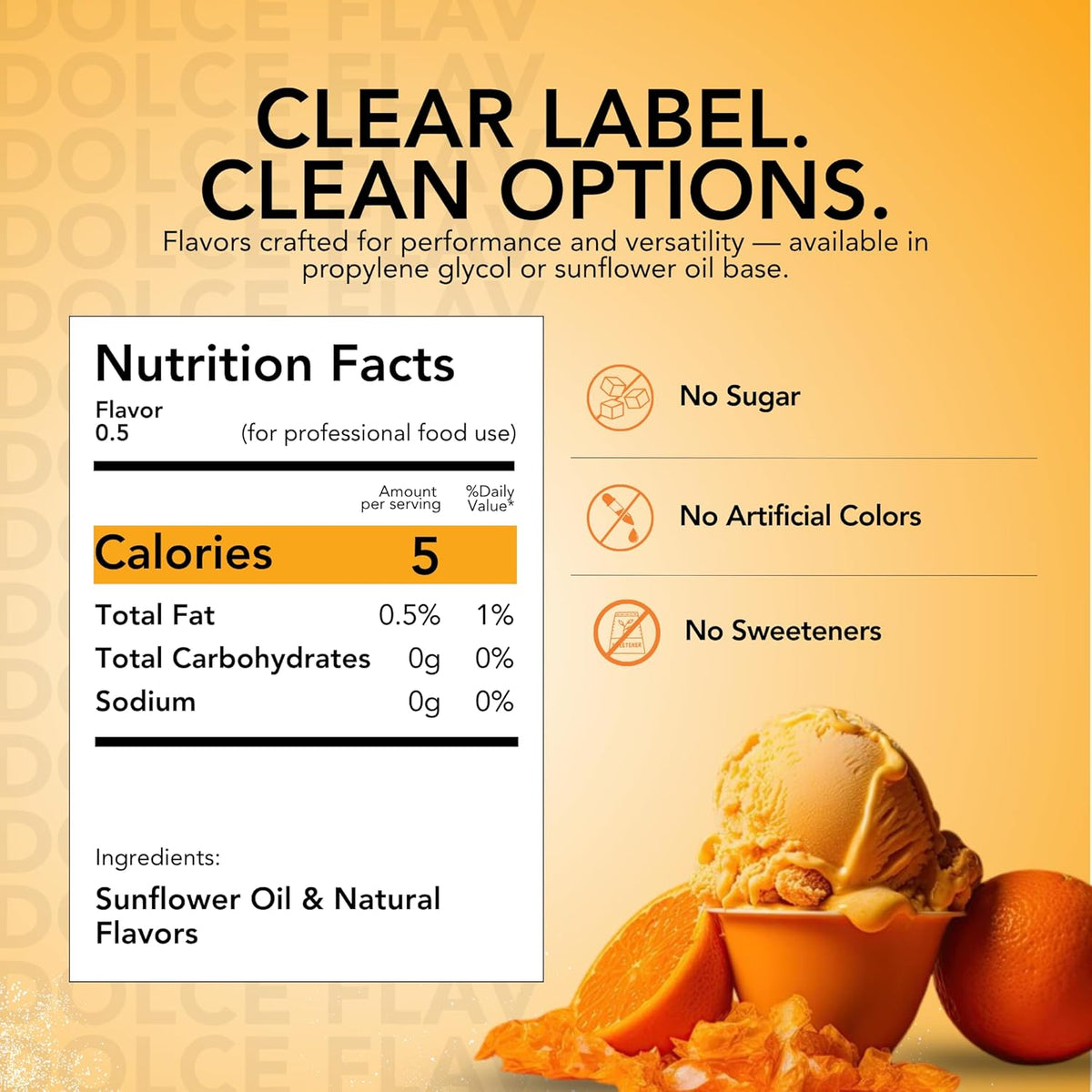 Dolce Flav Natural Orange Extract – 2 Ounce Oil-Soluble Kosher, Sugar-Free, Concentrated Citrus Flavor for Candy, Chocolates & Desserts, Includes Measured Dropper