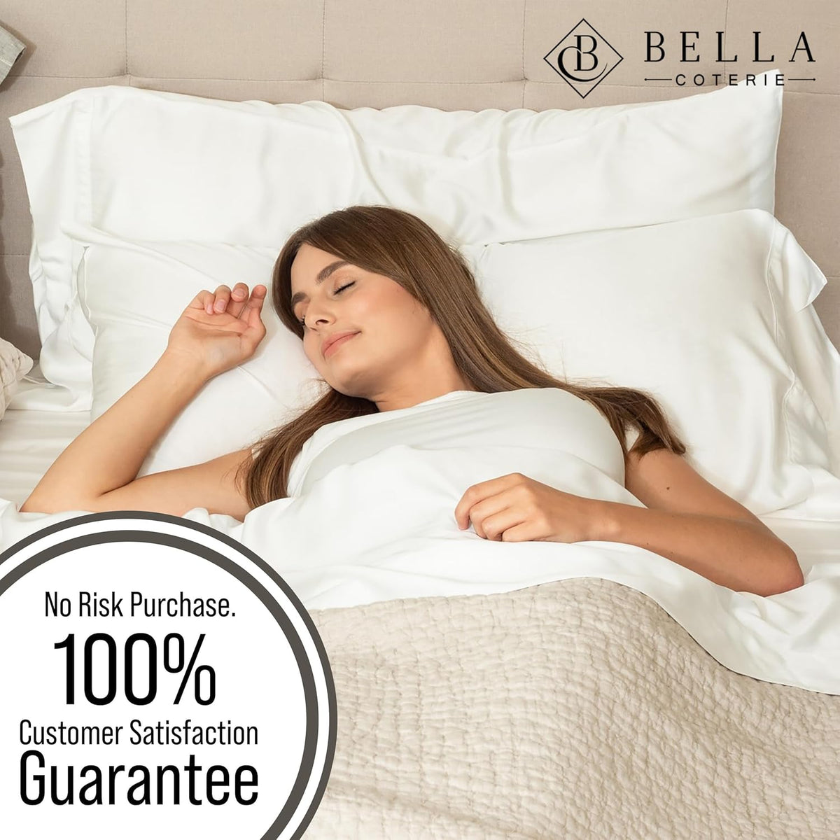 Bella Coterie Luxury Bamboo Viscose Queen Size Sheet Set | 100% Organically Grown | Ultra Soft | Cooling for Hot Sleepers | 18" Deep Pocket [White]