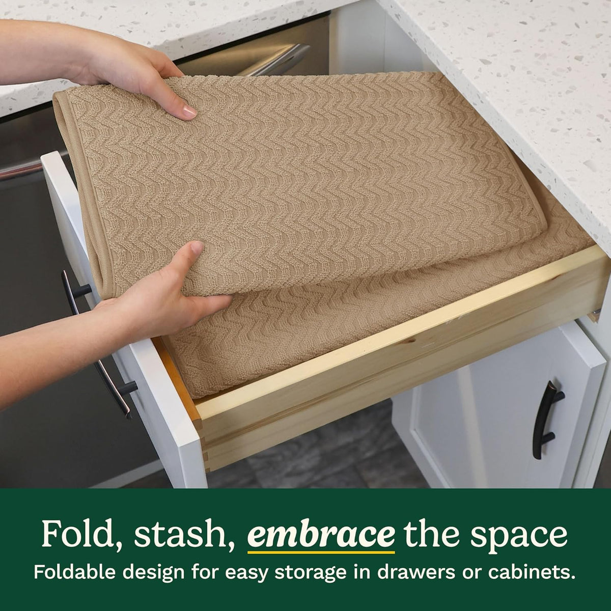 Cuisinart Dish Drying Mats for Kitchen Counter - (2) 18" x 24" Ultra Absorbent Dish Drying Mat XL - Foldable, Machine Washable, Fast Drying Dish Mat (Geostripe)