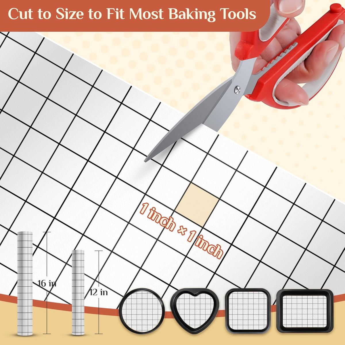 Silicone Baking Mat, 12 IN x 10 FT Free Cutting Baking Sheet,Non-Stick Reusable Dough & Pastry Mat,Non-Slip Silicone Mat Roll for Air Fryer Liner,Freeze Dryer,Oven Baking Pan,Kitchen Counter