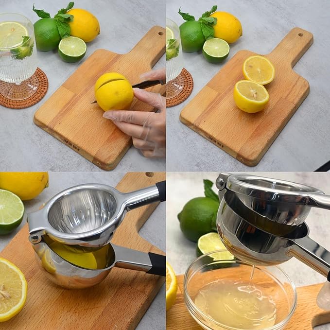 Lemon Squeezer Stainless Steel, Heavy Duty-Non-Slip Grip Design, Handheld Juice Press, Manual Citrus Juicer Tool for Fruit, Lemon, Lime, and Citrus Fruits