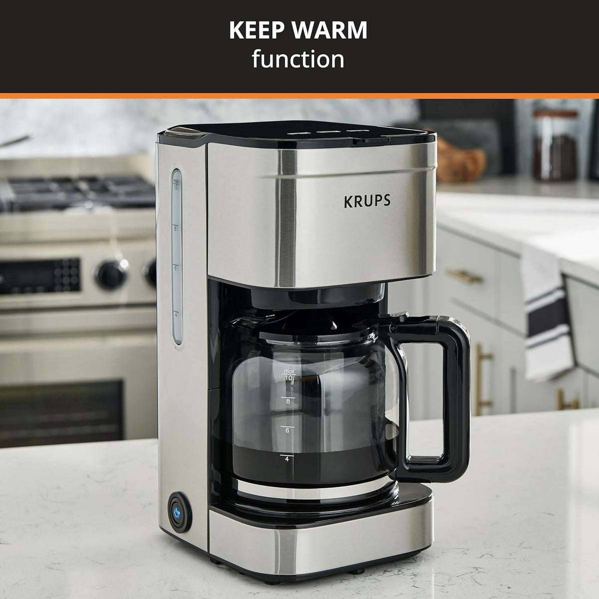 KRUPS Newer Model Drip Coffee Maker, 10-Cup, Silver