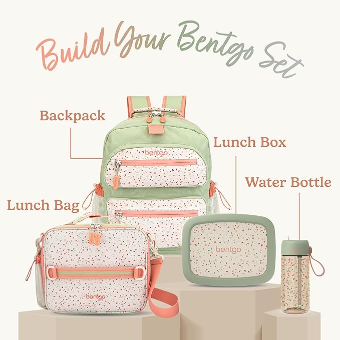 Bentgo Kids 5-Compartment Leak-Proof Bento-Style Lunch Box (Whimsy & Wonder Collection) - Ideal for Ages 3-7, Drop-Proof & Durable, Dishwasher Safe, & PFAS & BPA-Free Materials (Geo Speckle)