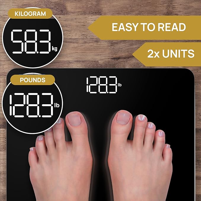 INEVIFIT Bathroom Scale, Highly Accurate Digital Bathroom Body Scale, Measures Weight up to 400 lbs. Includes Batteries