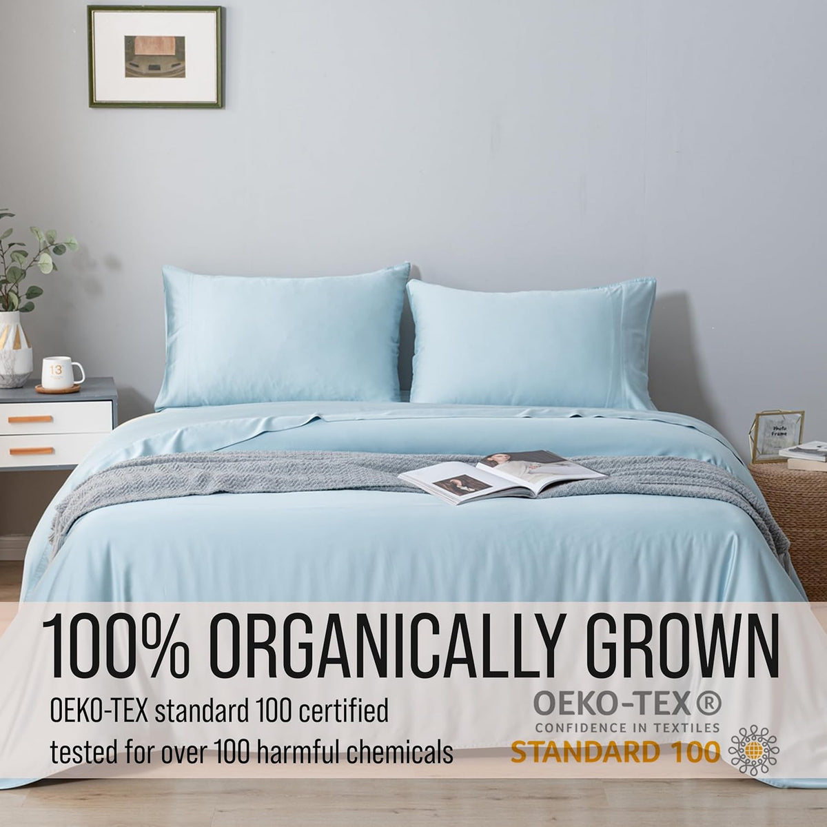Bella Coterie Luxury Bamboo Viscose Split Top King Size Sheet Set | 100% Organically Grown | Ultra Soft | 34" Split | Cooling for Hot Sleepers | 18" Deep Pocket [Coastal Blue]