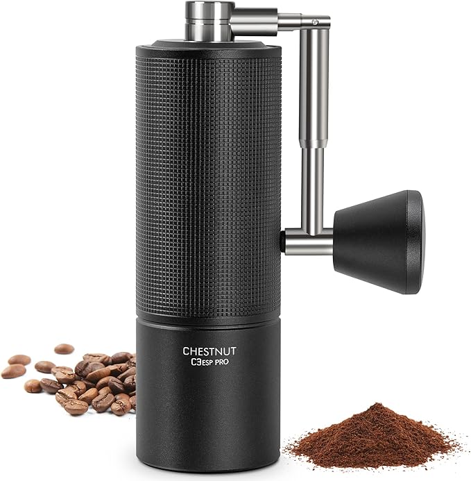 TIMEMORE Chestnut C3 ESP Pro Hand Coffee Grinder, Stainless Steel S2C Conical Burr Manual Coffee Grinder with Foldable Handle, Adjustable Grind Setting for Espresso to French Press - Black