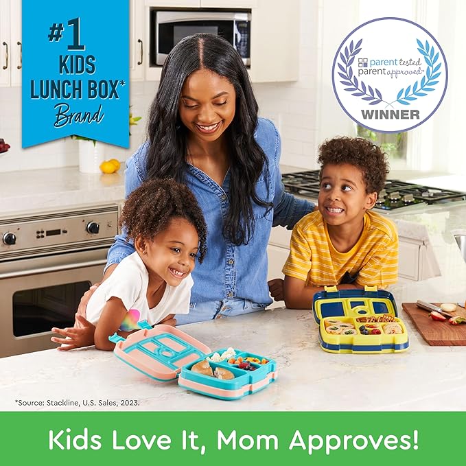 Bentgo Kids Prints Leak-Proof, 5-Compartment Bento-Style Kids Lunch Box - Ideal Portion Sizes for Ages 3-7, Durable, Drop-Proof, Dishwasher Safe, & PFAS & BPA-Free Materials (Space)