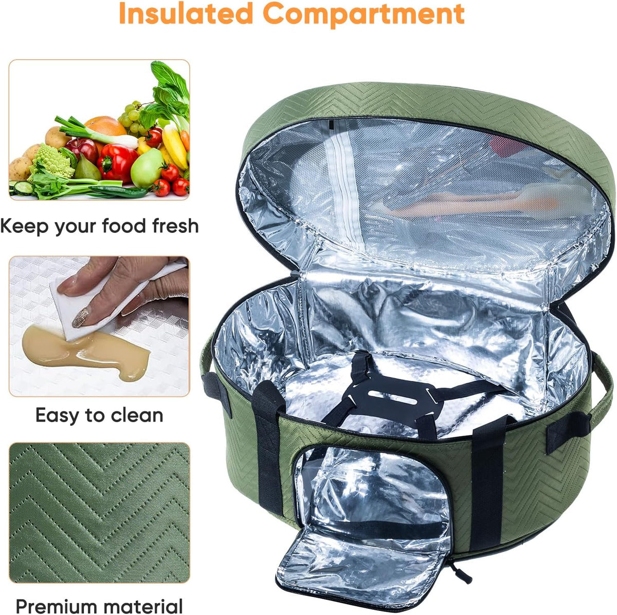 Insulated Slow Cooker Carrying Bag for 6-8 Quart CrockPot and Hamilton Beach Slow Cooker with See-thought Window, Portable Carrier Case with Adjustable Band and Accessory Pocket