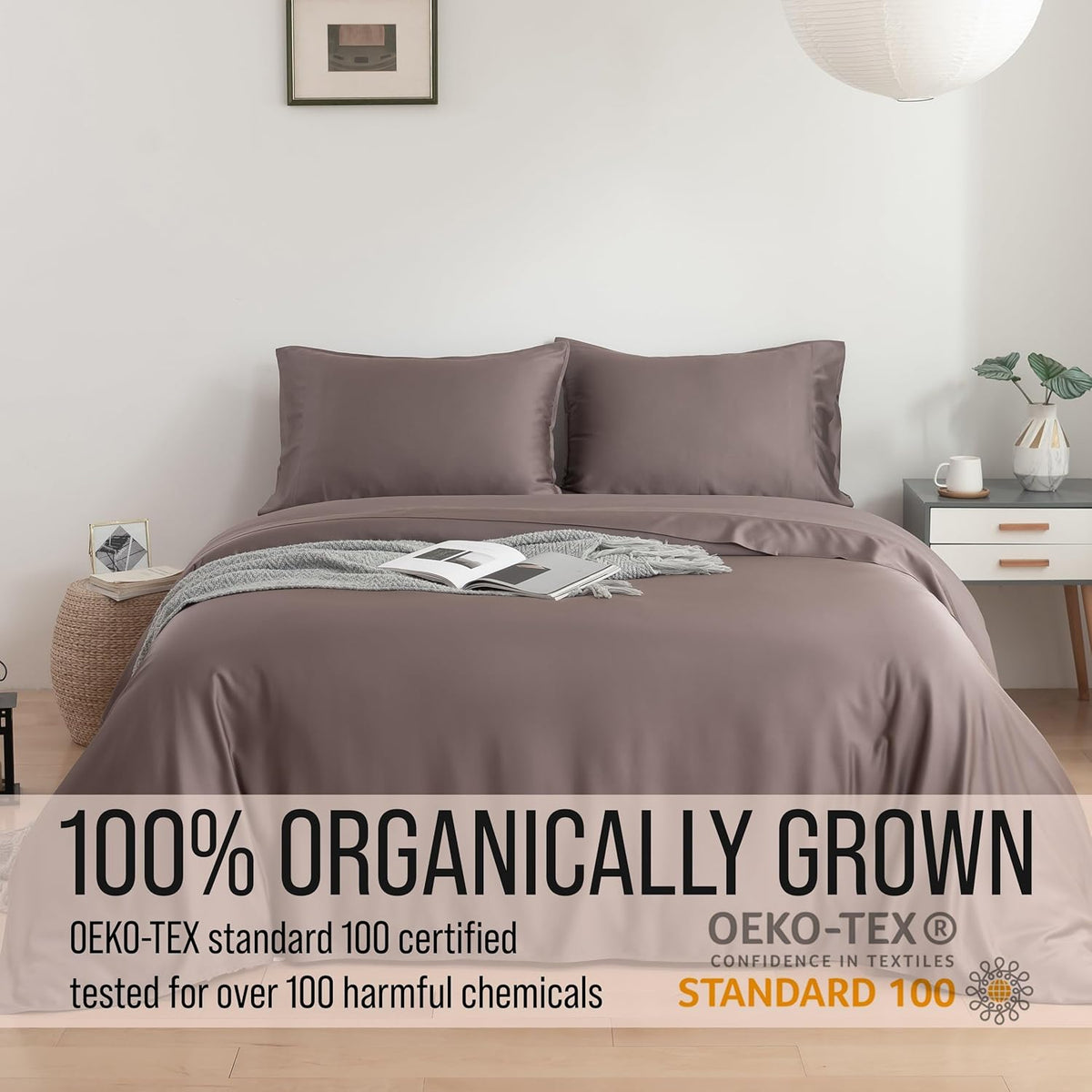 Bella Coterie Luxury Bamboo Viscose King Size Sheet Set | 100% Organically Grown | Ultra Soft | Cooling for Hot Sleepers | 18" Deep Pocket [Mocha]