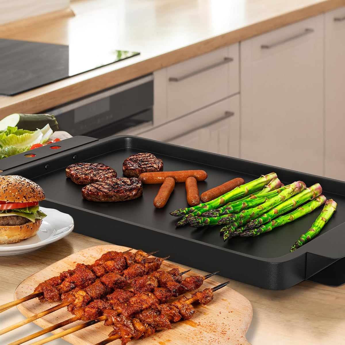 Grill Flat TopGriddle Universal, Cast Iron Griddle for Gas Grill, 17" x 10" Stovetop Griddle, GriddlePan for Stove Top, GrillGriddle for Charcoal/Electric/Gas Grills, Stove, Tailgating, Camping
