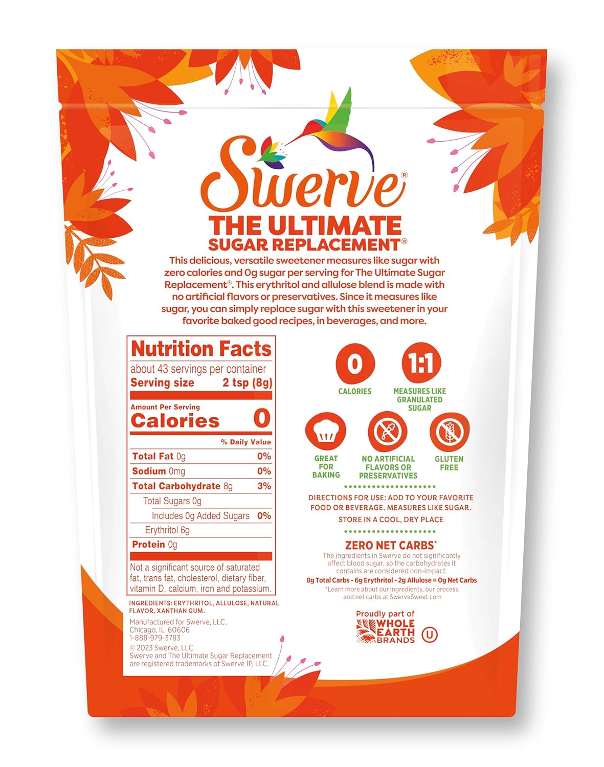 Swerve Sweetener, Granular, 12 Ounce