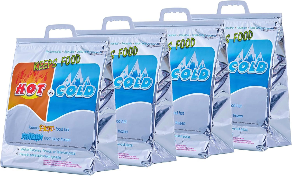 Superio Hot and Cold Insulated Bags for Food Delivery, Grocery Shopping Bags, Food Storage for Hot and Frozen Food for Travel, Disposable Cooler Bag, Reinforced Thermal Lunch Bag (4, 13"x7"x15.5")