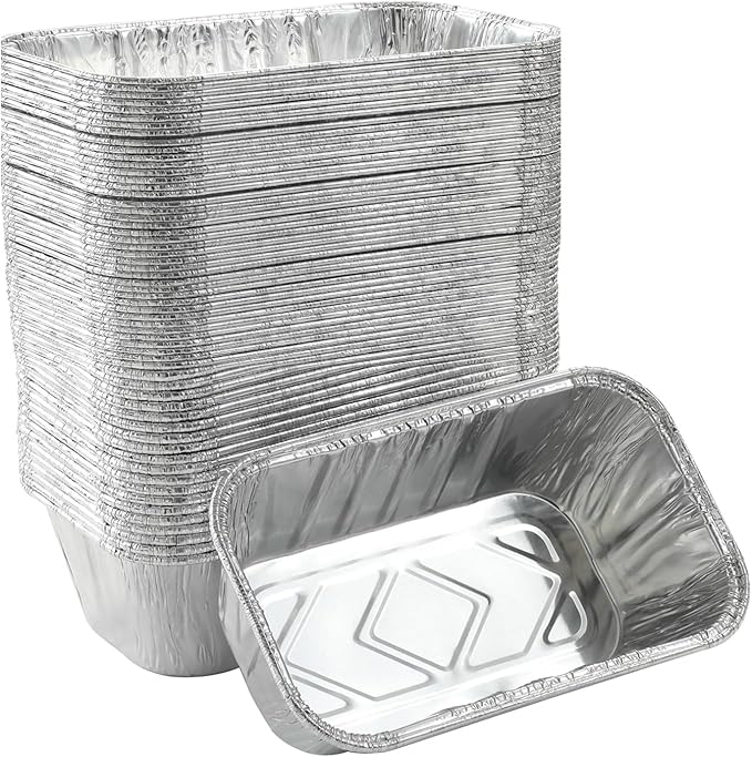 Waytiffer (50 Pack) 1Lb mini Loaf Pans Heavy Duty Disposable Aluminum Foil Bread Tins Standard Size 6" X 3.5" X 2.5" Oven Safe Sturdy Small Bread Tin Pans 1 Pound Loaf Pans