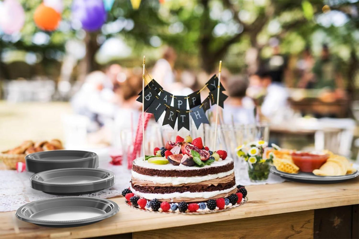 Exquisite Party Solids Silver Plastic Plates For Party 10" Silver Disposable Plates Heavy Duty Supplies 100 Pcs Plastic Dinnerware Sets Heavy Duty 350 GSM Disposable Dinnerware Set