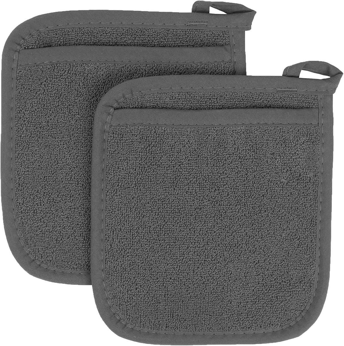 RITZ Terry Pocket Mitt & Hot Pad: Unparalleled Heat Resistant, Durable 100% Cotton,Ergonomically Designed for Optimal Grip, Easy-Care Machine Washable 2-Pack,Graphite